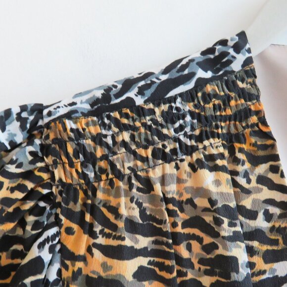 SALONI Lea 100% Silk Crepe Mini Wrap Dress in Ink Tiger Print - Size US 4 - Picture 4 of 16